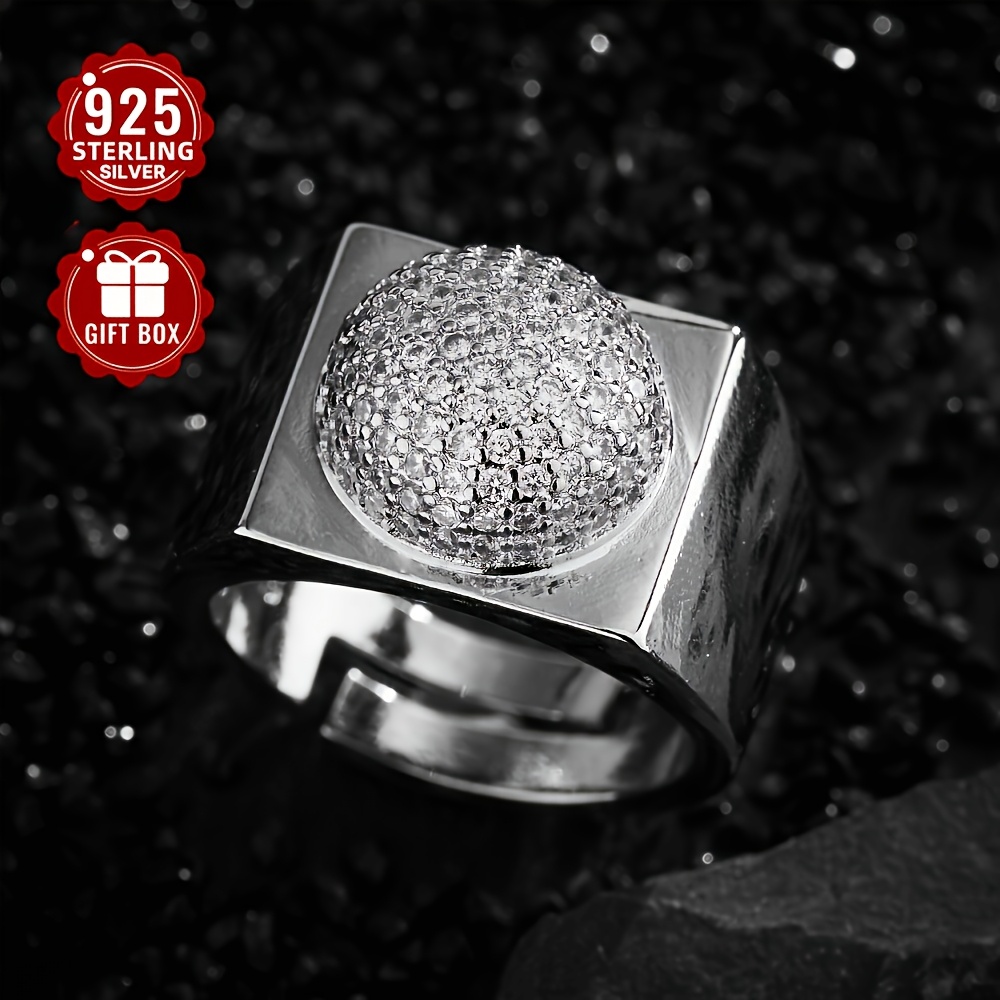 925 Sterling Silver Open Ring Unisex Hip Hop Fashion Statement Ring